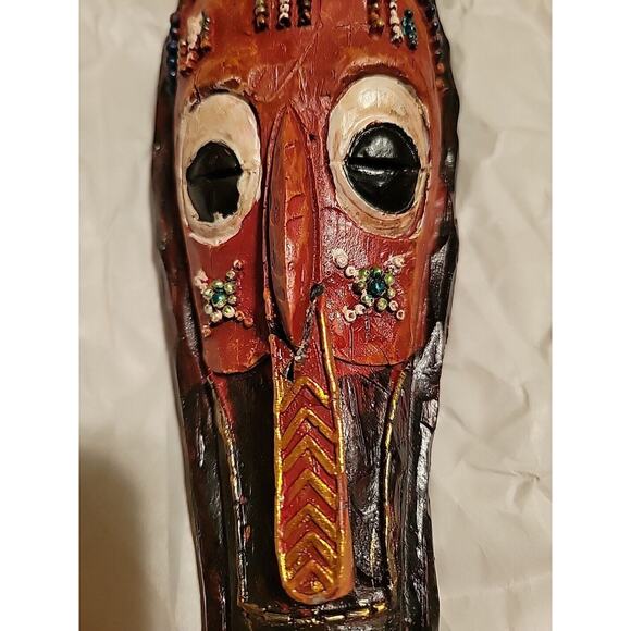 2 Design Toscano Masks Of The Congo African Wall Sculptures Bullhead & Toucan - Picture 9 of 10